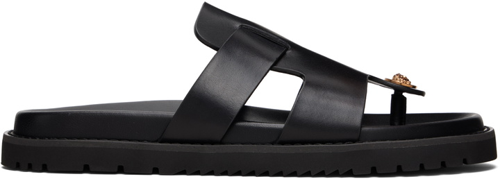 Photo: Versace Black Leather Sandals