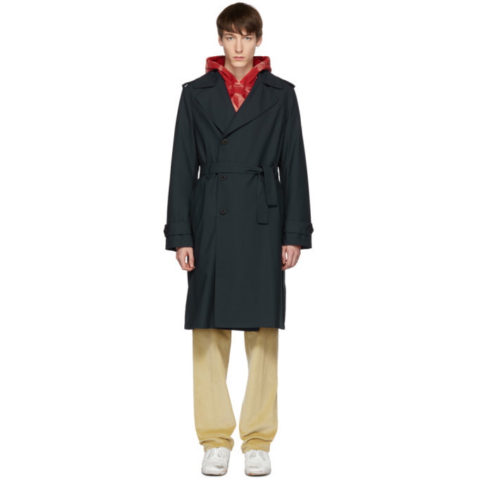 Photo: 424 Navy Wool Suited Trench Coat