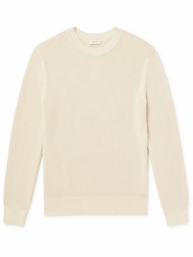 Photo: Sunspel - Honeycomb-Knit Cotton Sweater - Neutrals