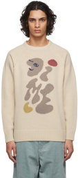 Dime Beige Letterman Knit Sweater