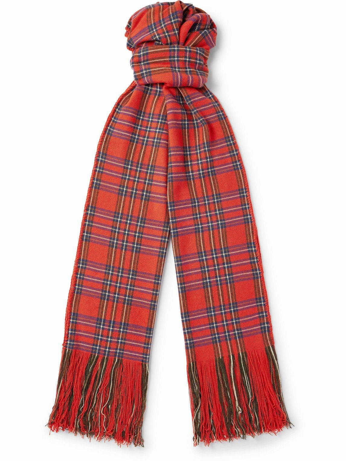 The Elder Statesman - Fringed Checked Cashmere Scarf The Elder