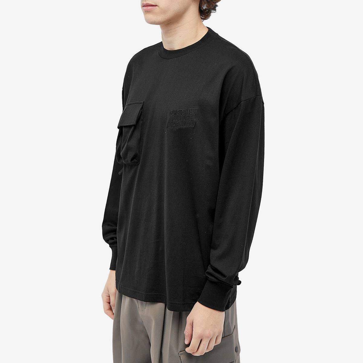 F/CE. Men's Long Sleeve PLA Pocket T-Shirt in Black F/CE.