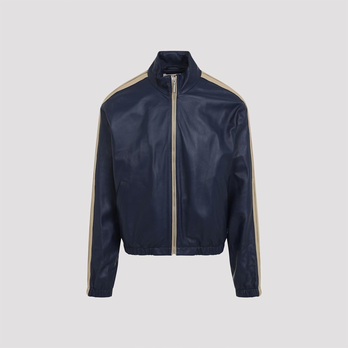 marni レザー　トラックジャケット Marni - Striped Nappa Leather Track Jacket - Black Marni