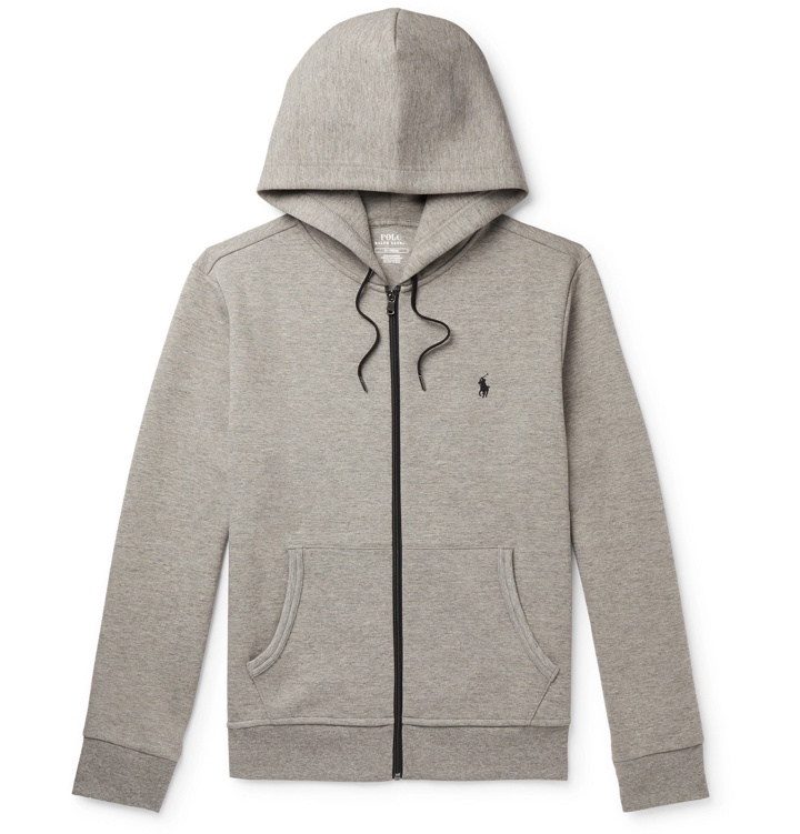 Photo: Polo Ralph Lauren - Logo-Embroidered Mélange Jersey Zip-Up Hoodie - Gray