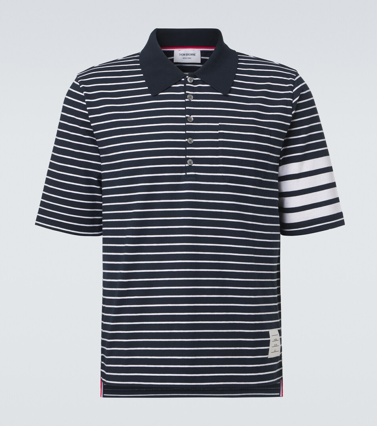 Thom Browne 4-Bar striped cotton polo shirt
