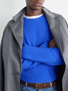 FRAME - Waffle-Knit Wool and Cashmere-Blend Sweater - Blue