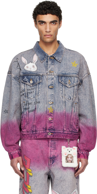 Photo: doublet Blue & Pink Anime Denim Jacket