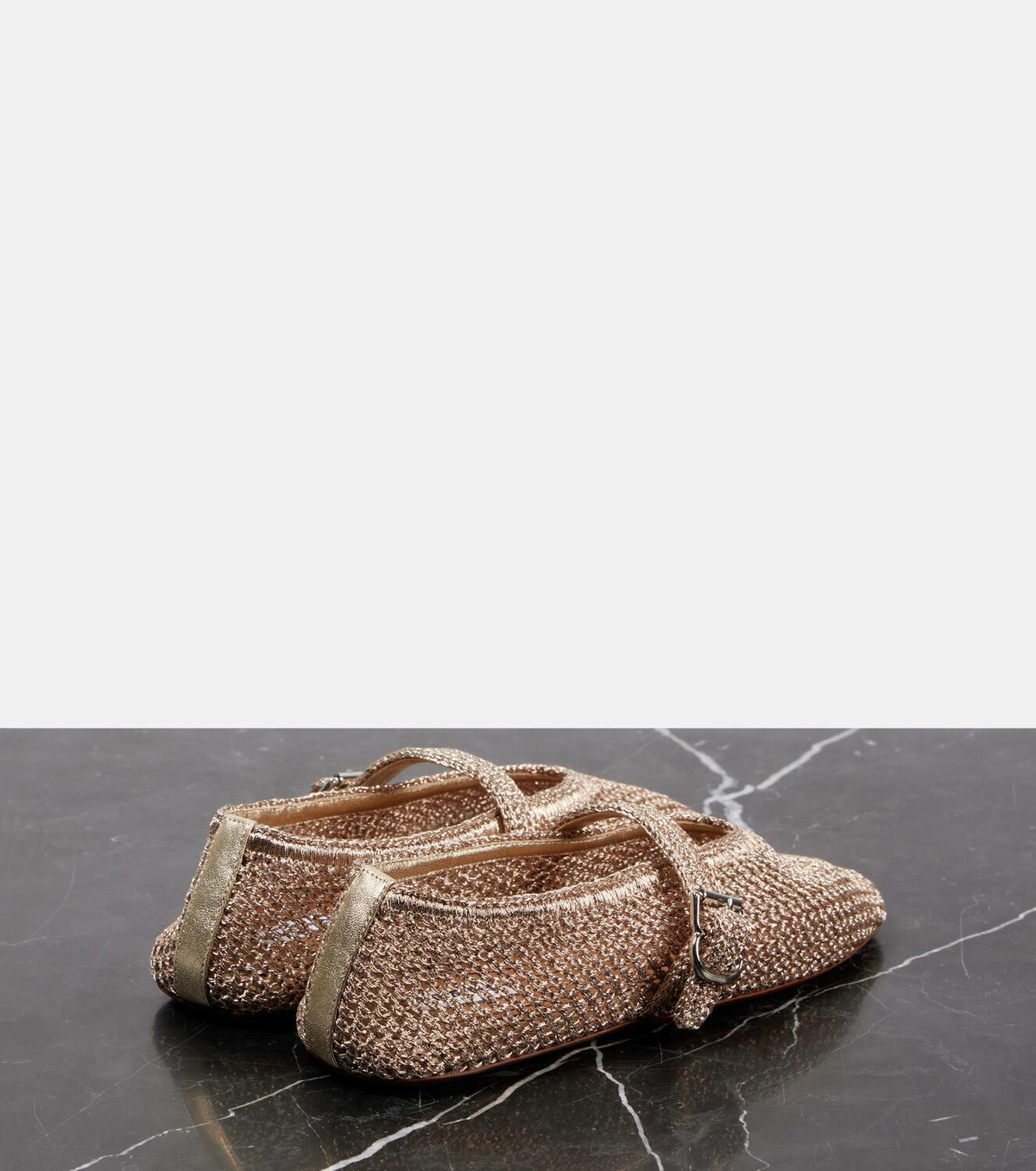 Alaïa Metallic mesh ballet flats