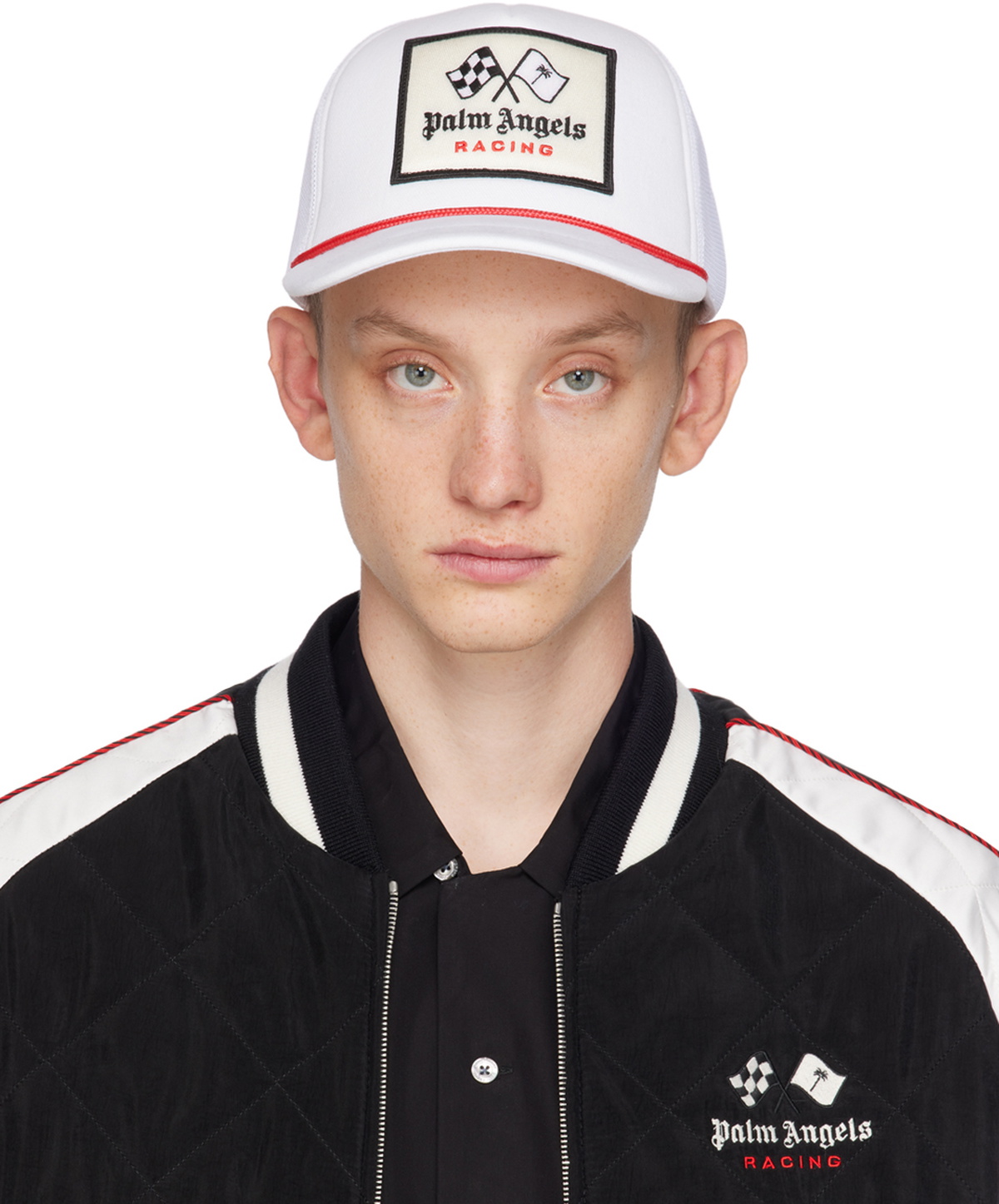Palm Angels White MoneyGram Haas F1 Edition Embroidered Cap Palm Angels