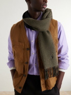 Polo Ralph Lauren - Fringed Logo-Embroidered Reversible Recycled Wool and Nylon-Blend Scarf