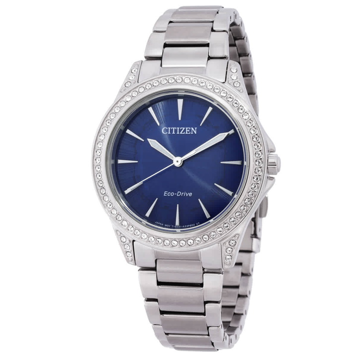 Photo: Citizen Classic Eco-Drive Crystal Blue Dial Ladies Watch EM0940-54L