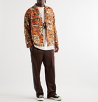 Needles - Camp-Collar Printed Velvet Shirt - Orange