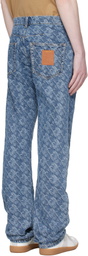 Lanvin Blue Lunar Year Jacquard Jeans