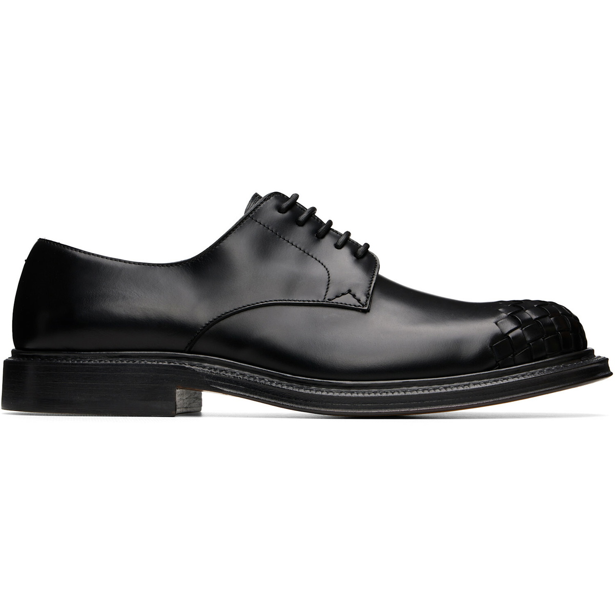 Bottega Veneta Black Square Toe Derbys Bottega Veneta