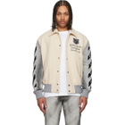Off-White Off-White & Gray Wool Denim Relaxed Varsity Jacket
