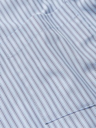 Auralee - Convertible-Collar Terry-Lined Striped Cotton-Poplin Shirt - Blue