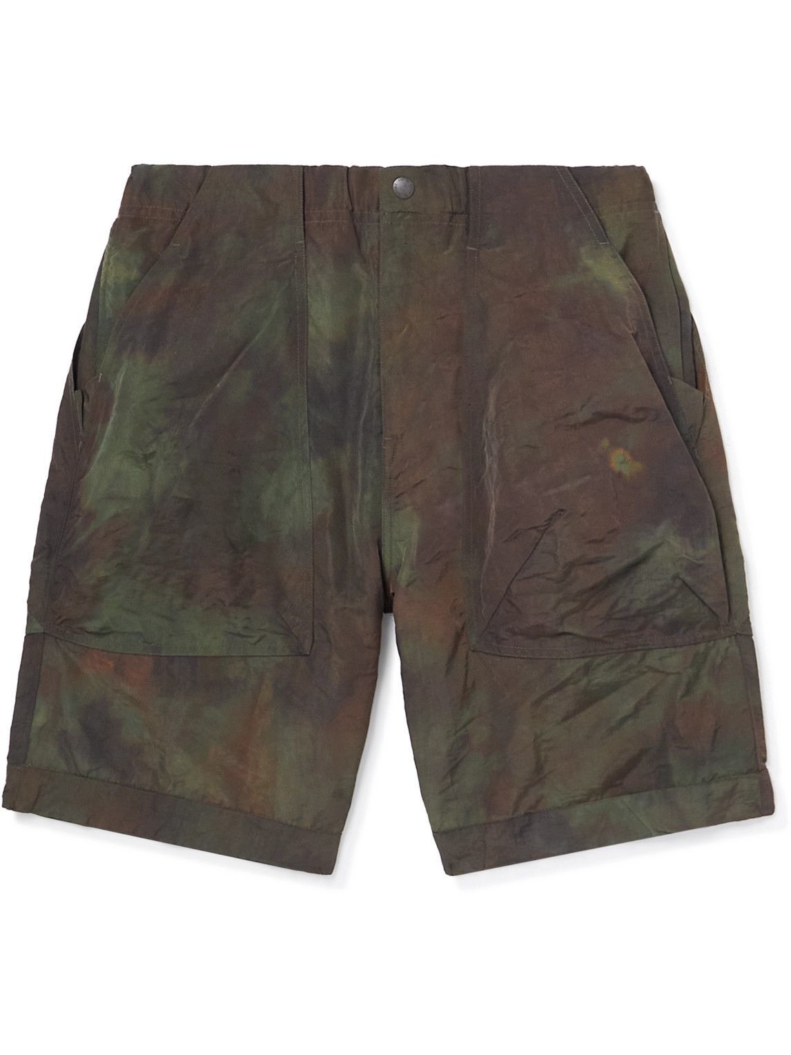 Norbit by Hiroshi Nozawa - Crinkled Tie-Dye Nylon Cargo Shorts - Green