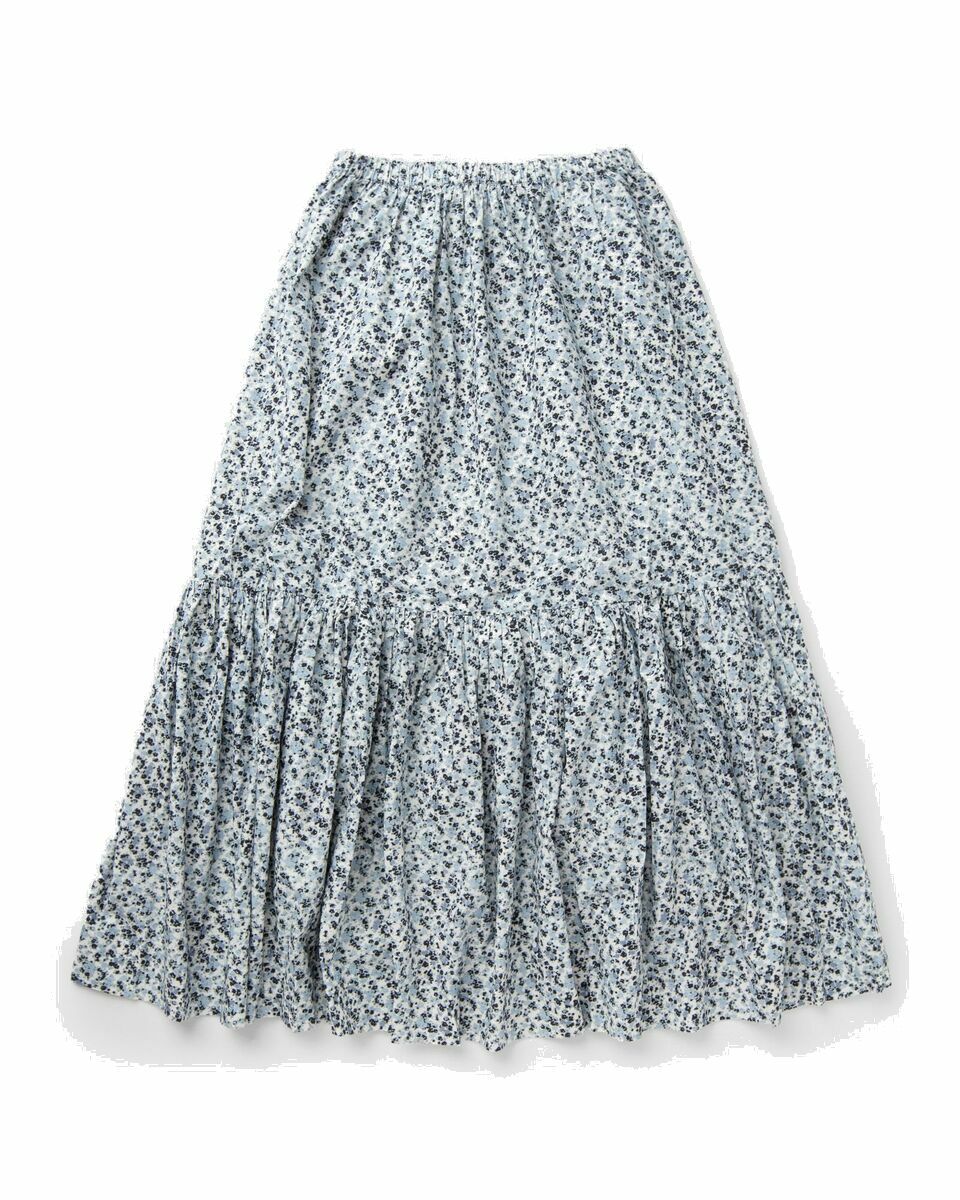 Photo: Ganni Printed Cotton Maxi Flounce Skirt Blue - Womens - Skirts