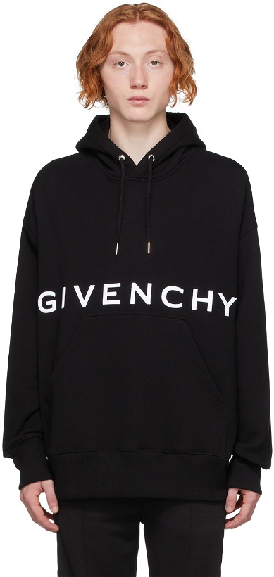 Photo: Givenchy Black Embroidered Logo Hoodie