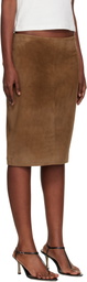 St. Agni Tan Pencil Suede Midi Skirt