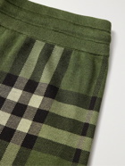 BURBERRY - Checked Silk and Wool-Blend Jacquard Drawstring Shorts - Green