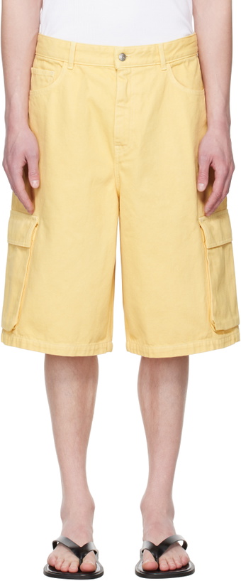 Photo: Maison Kitsuné Yellow Workwear Denim Cargo Shorts