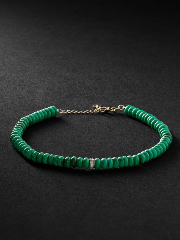 Photo: Mateo - Gold, Malachite and Diamond Beaded Bracelet