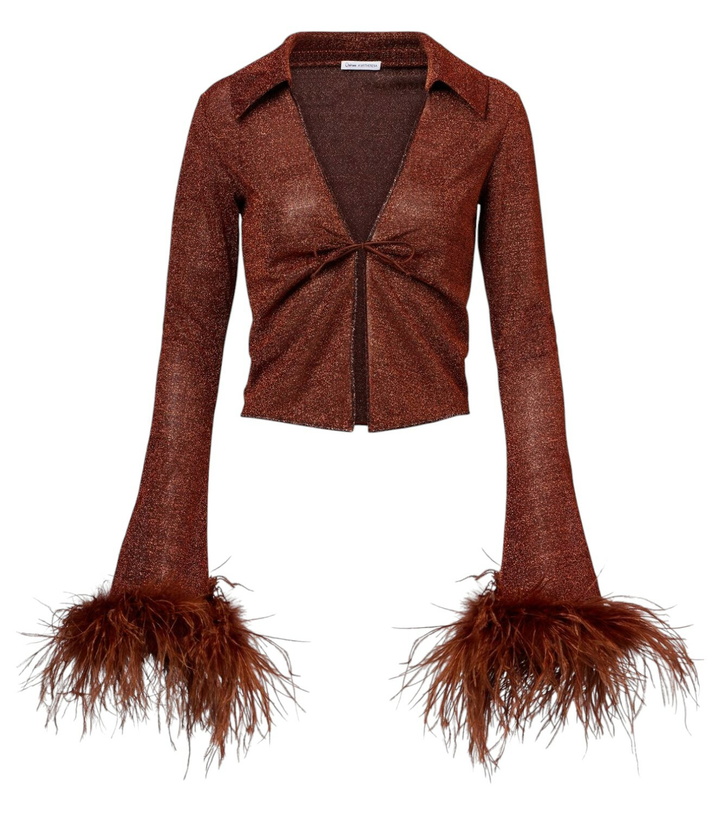 Photo: Oséree Lumière Plumage feather-trimmed blouse