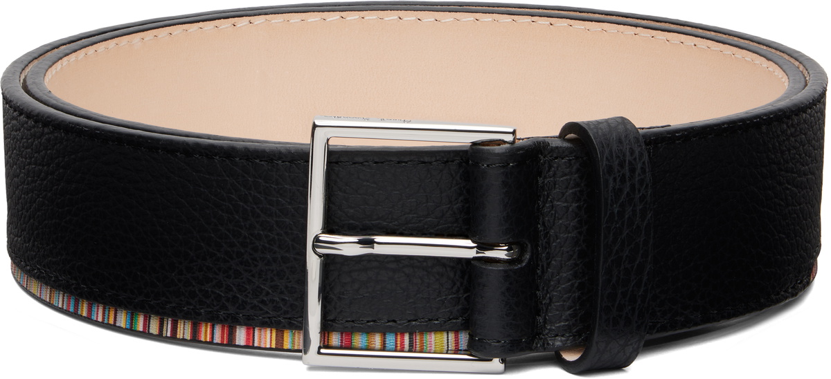 Paul Smith Black 'Signature Stripe' Edge Leather Belt