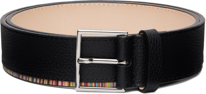 Photo: Paul Smith Black 'Signature Stripe' Edge Leather Belt
