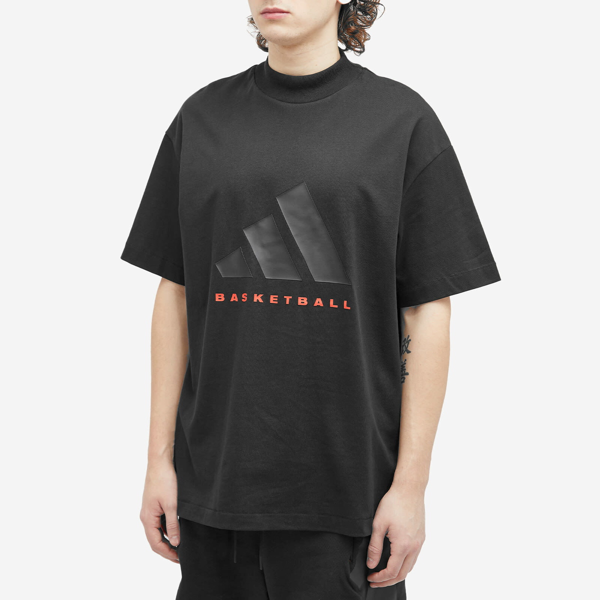 Adidas Men's Basketball T-Shirt in Black/Red