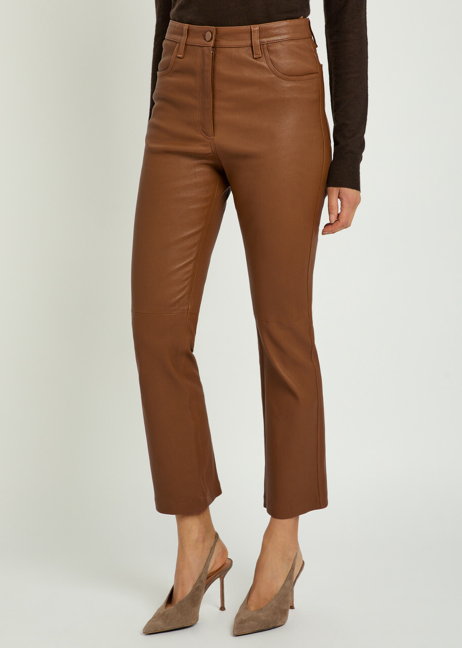 Joseph Duke Straight-leg Leather Trousers Rust