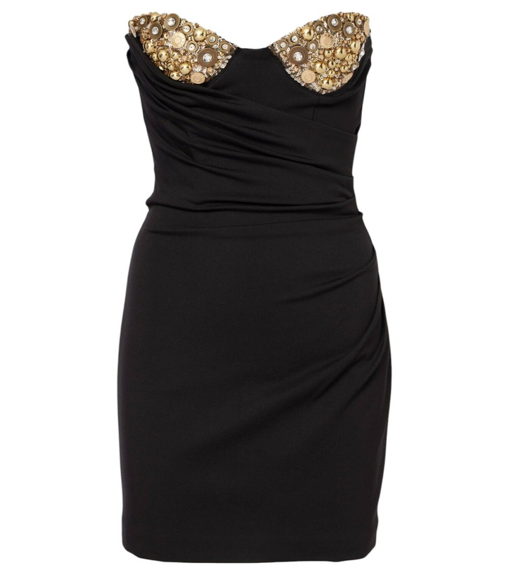 Photo: Area Embellished draped jersey bustier dress