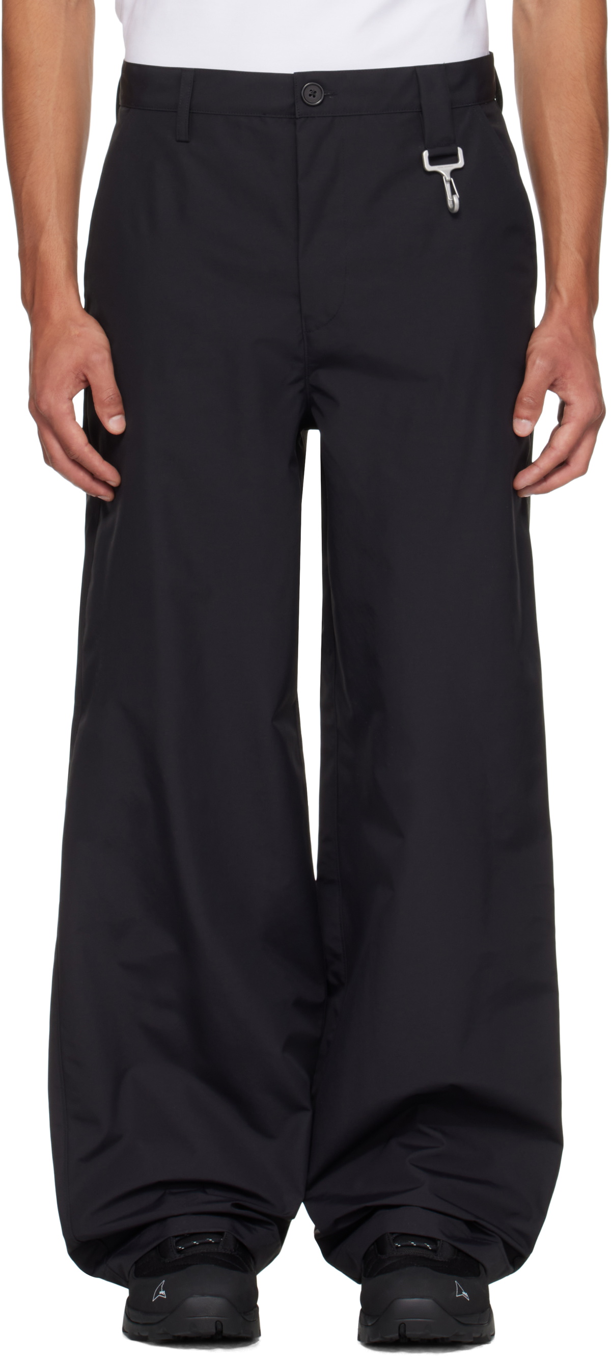 Reese Cooper Black Laminated Nylon Straight Leg Trousers