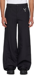 Reese Cooper Black Laminated Nylon Straight Leg Trousers