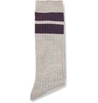 Entireworld - Striped Ribbed Recycled Cotton-Blend Socks - Gray