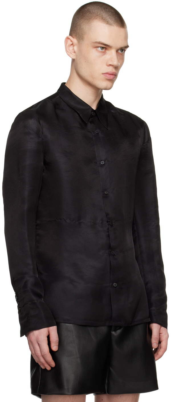 SAPIO Black Spread Collar Shirt