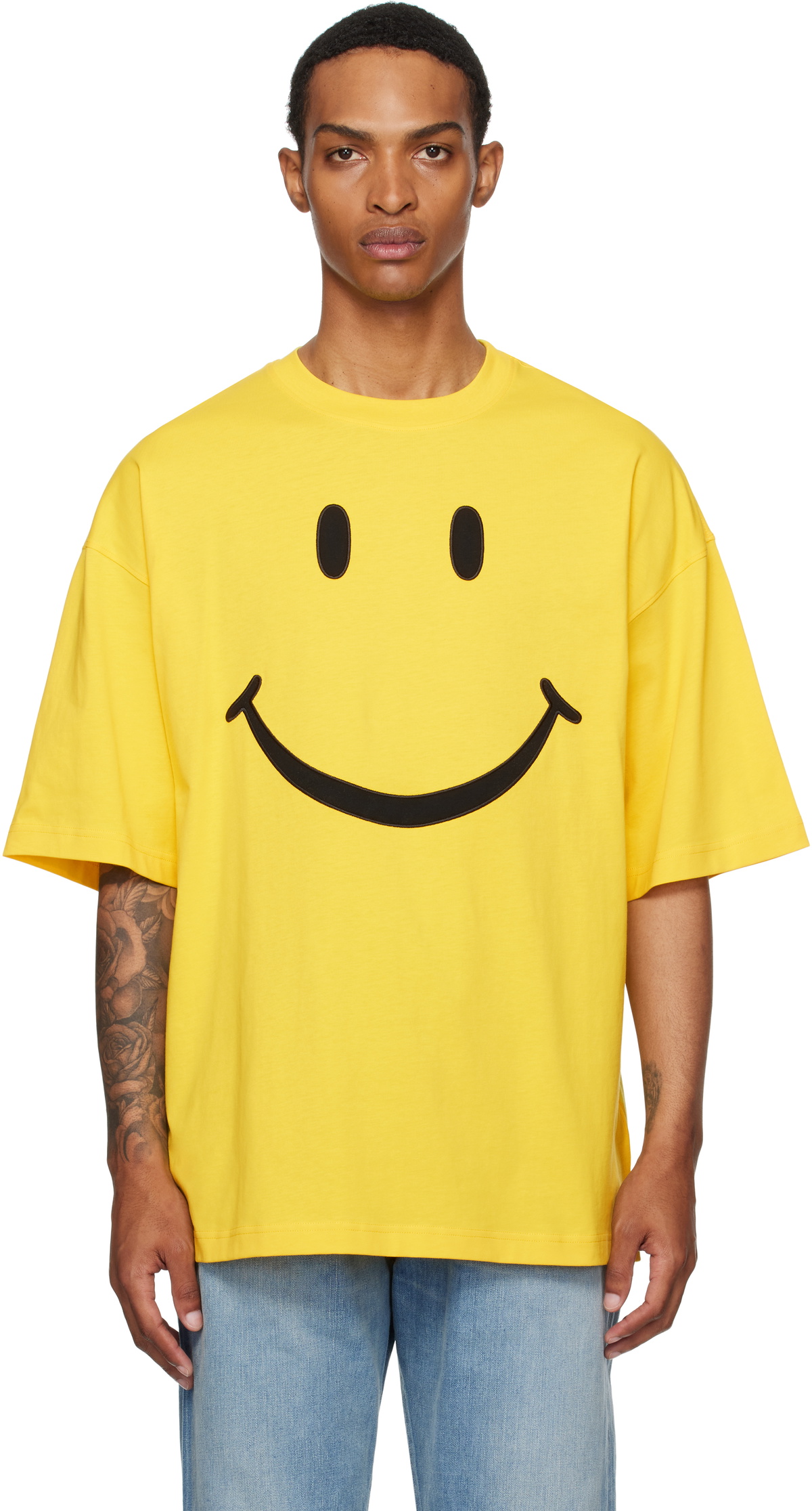 Tシャツ・カットソー Moschino Smiley Face Graphic T-Shirt In Bright Yellow Cotton MOSA4193_YELLOW_1.jpg?v=