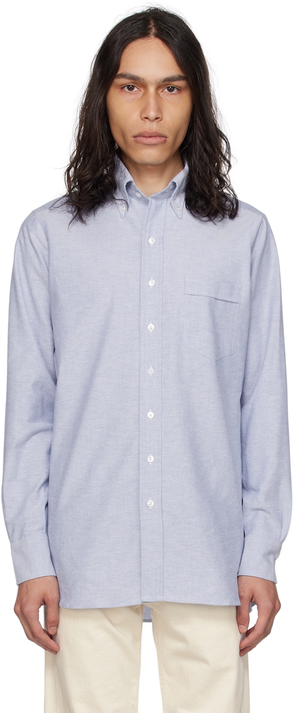 Photo: Drake's Blue Spread Collar Shirt