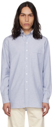 Drake's Blue Spread Collar Shirt