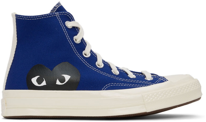 Photo: COMME des GARÇONS PLAY Blue Converse Edition Half Heart Chuck 70 Sneakers