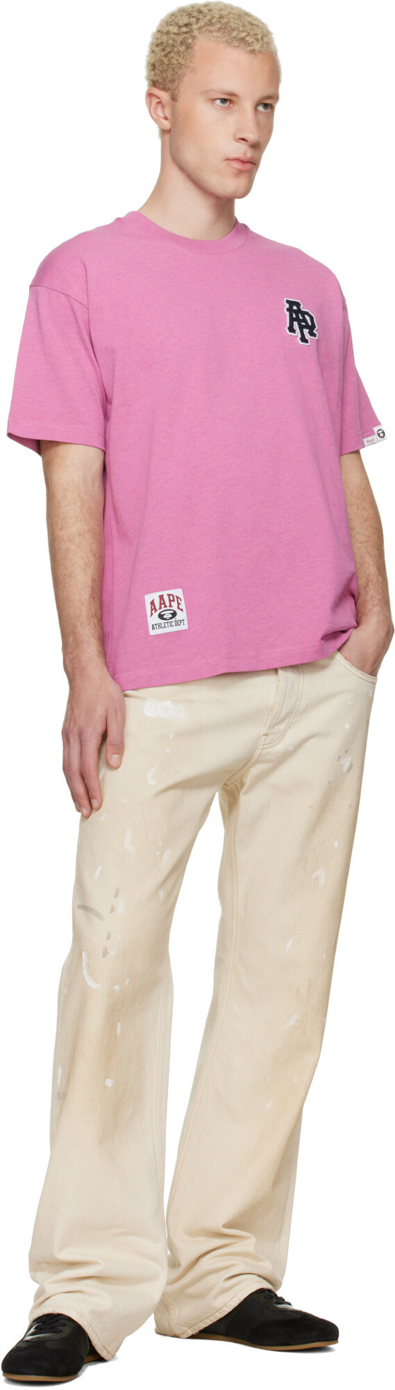AAPE by A Bathing Ape Pink Logo Patch T-shirt