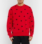 McQ Alexander McQueen - Flocked Loopback Cotton-Jersey Sweatshirt - Men - Red