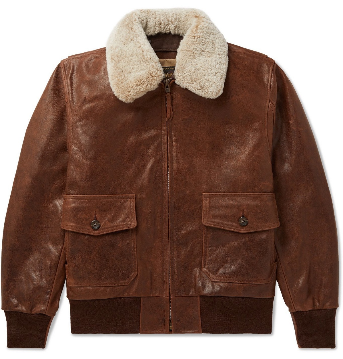 Photo: Golden Bear - Westwood Shearling-Trimmed Leather Jacket - Brown