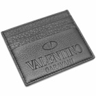 Valentino Men's Embossed Card Holder in Black/Deep Antique Gold