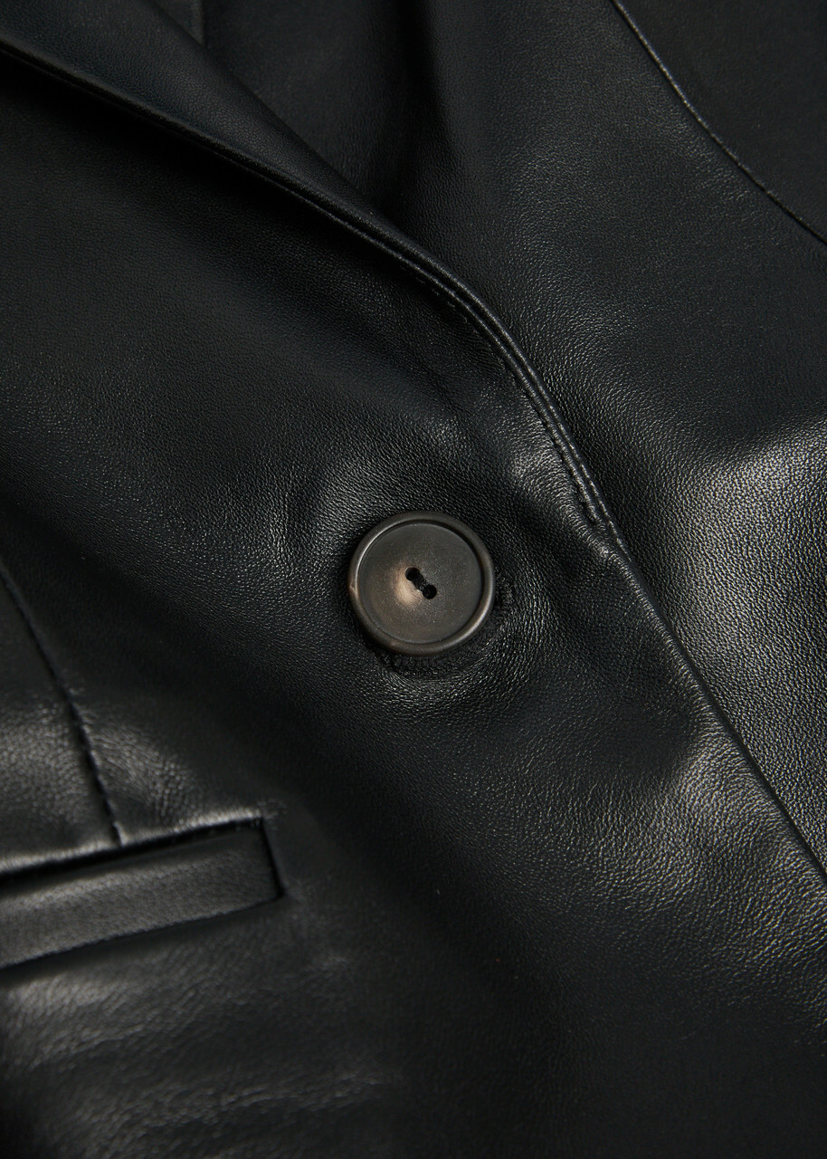 Vince Shrunken Leather Blazer Black
