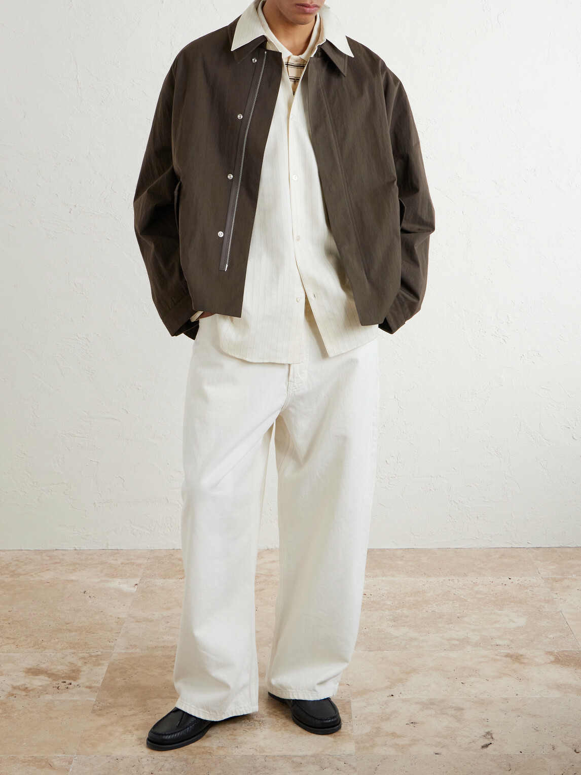 Studio Nicholson - View Striped Silk and Cotton-Blend Shirt - Neutrals