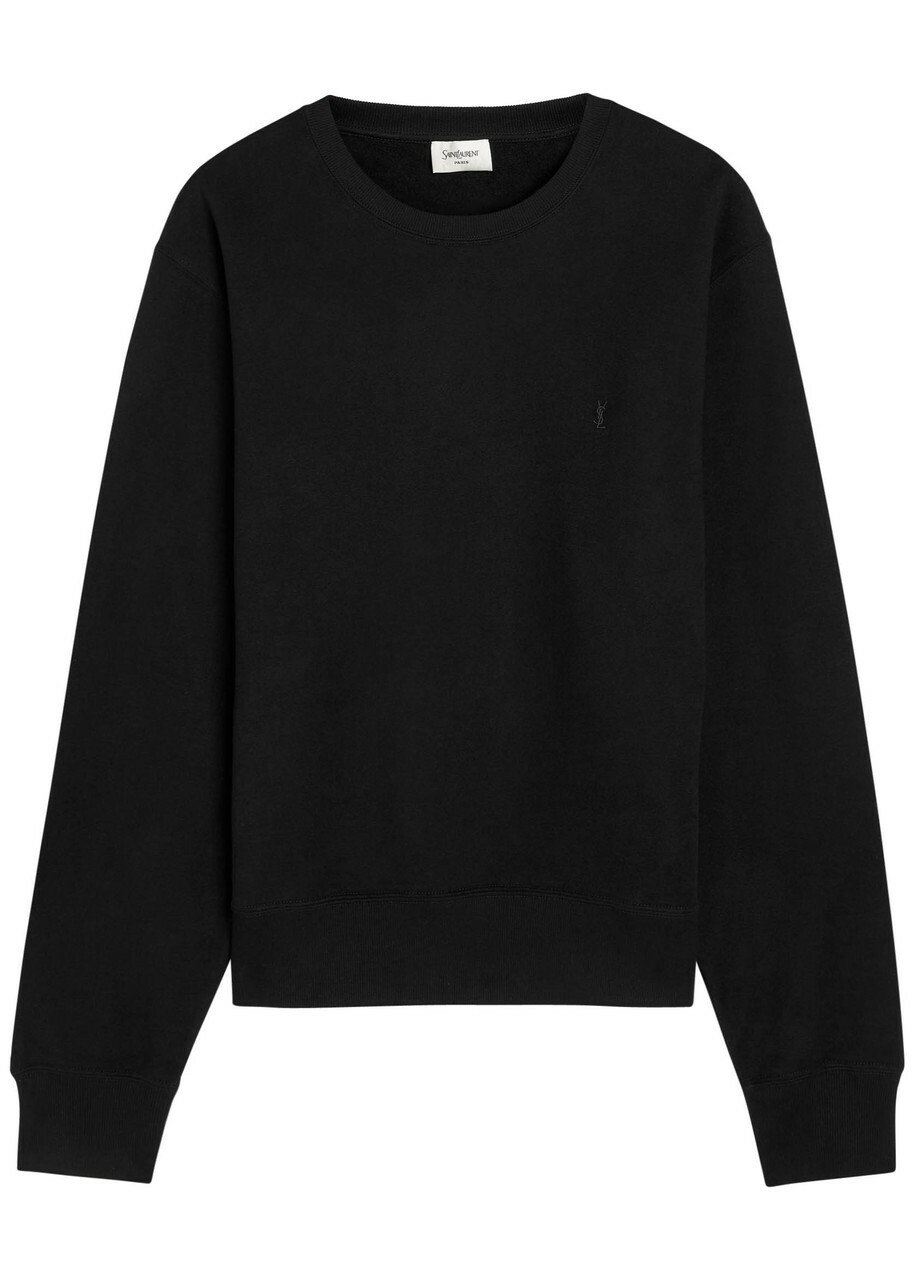 Saint Laurent Logo-embroidered Cotton Sweatshirt Black Saint