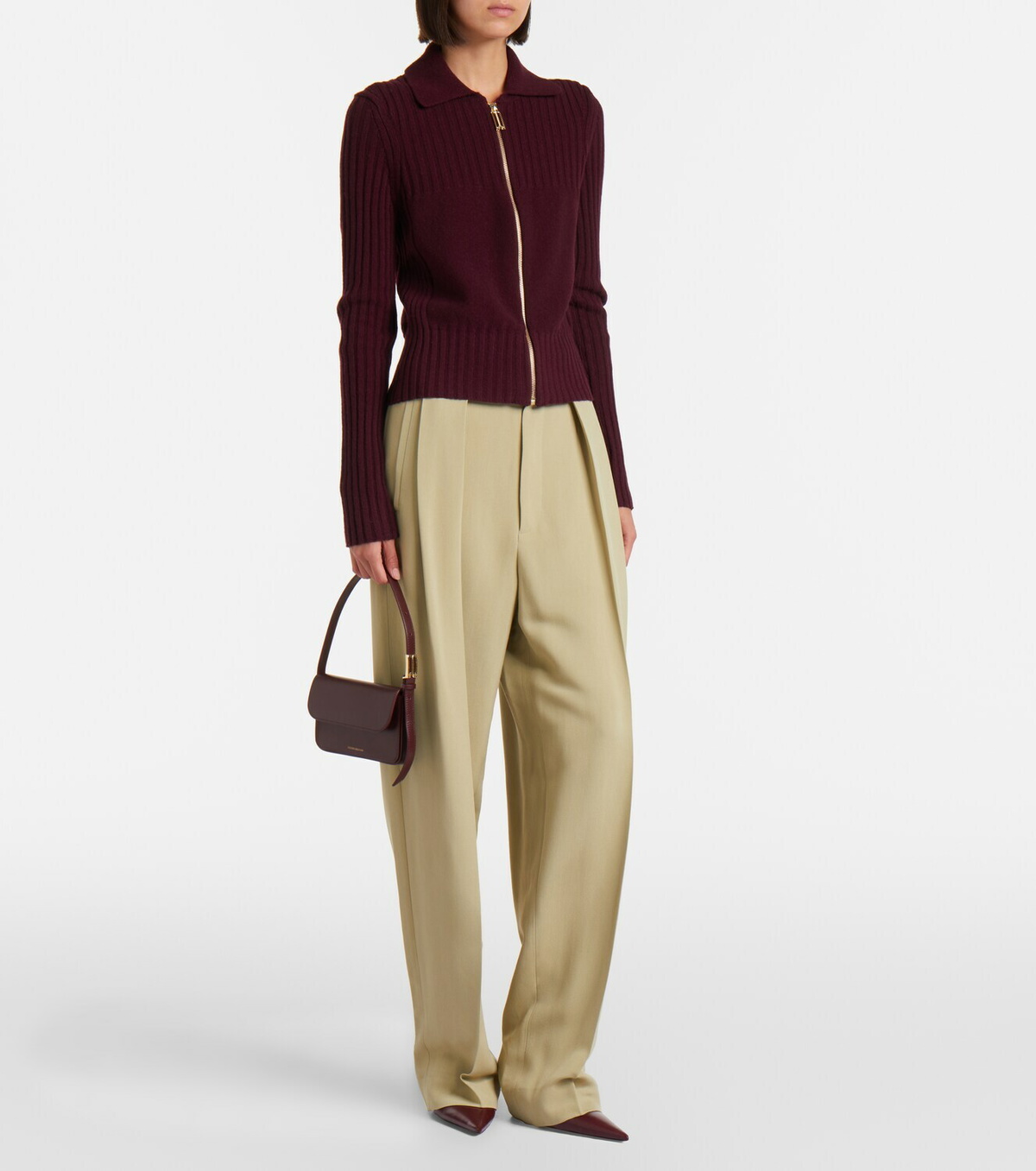 Victoria Beckham Wool and cashmere-blend zip-up cardigan