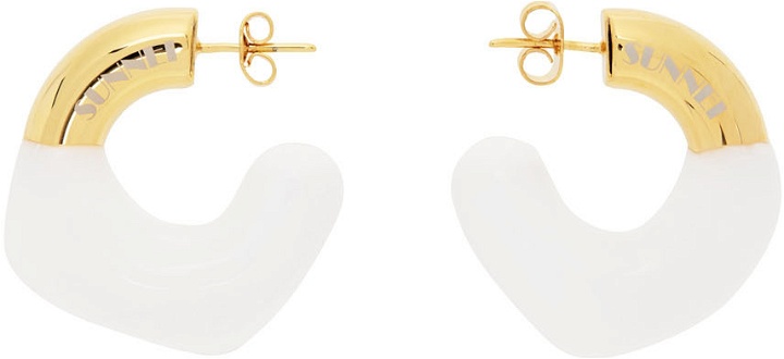 Photo: Sunnei SSENSE Exclusive Gold & White Small Rubberized Earrings